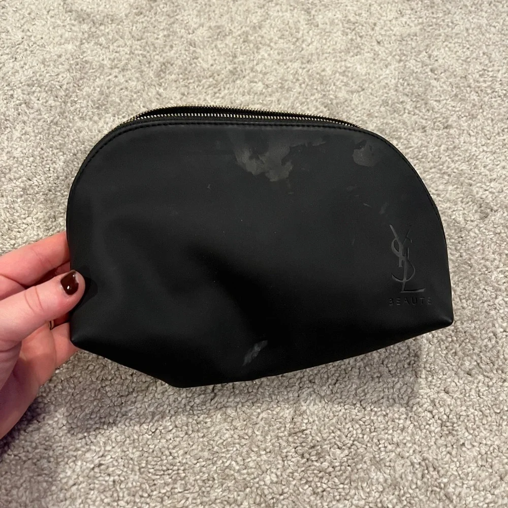 YSL Yves Saint Laurent Women's Beaute Black Makeup Cosmetic Bag Pouch Travel‎